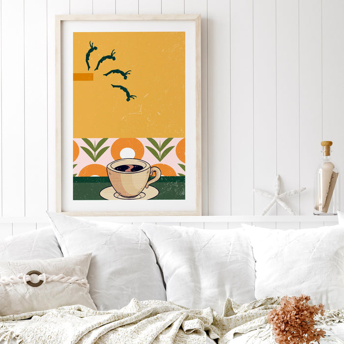 Coffee Print, Drink Poster, Modern Kitchen Decor, Retro Poster, Pop Art, Kitchen Art, Exhibition Poster, Illustration, Coffee Lover, PRINTED