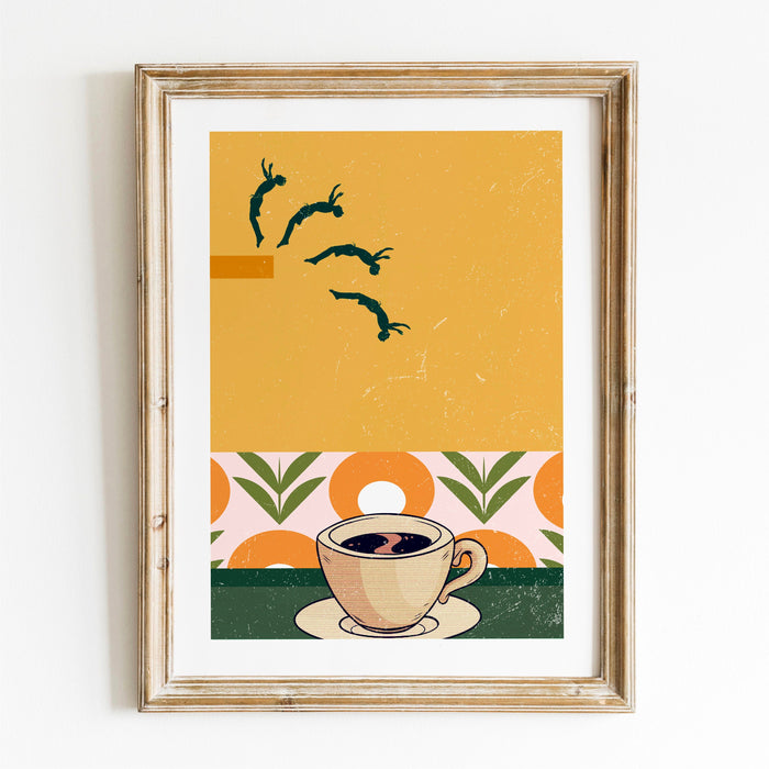 Coffee Print, Drink Poster, Modern Kitchen Decor, Retro Poster, Pop Art, Kitchen Art, Exhibition Poster, Illustration, Coffee Lover, PRINTED