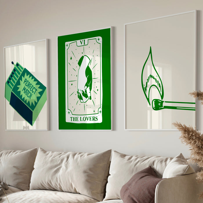 Trendy Retro Wall Art Set Of 12, Retro Trendy Minimalist Print Green and Beige Print, Lucky You Poster, Trendy Wall Art, Funny Art, Digital,