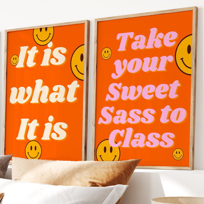 It Is What It Is, Dorm room decor, Trendy Retro Funny roommate sign, College apartment decor, Funny Wall Art, Pink orange digital download