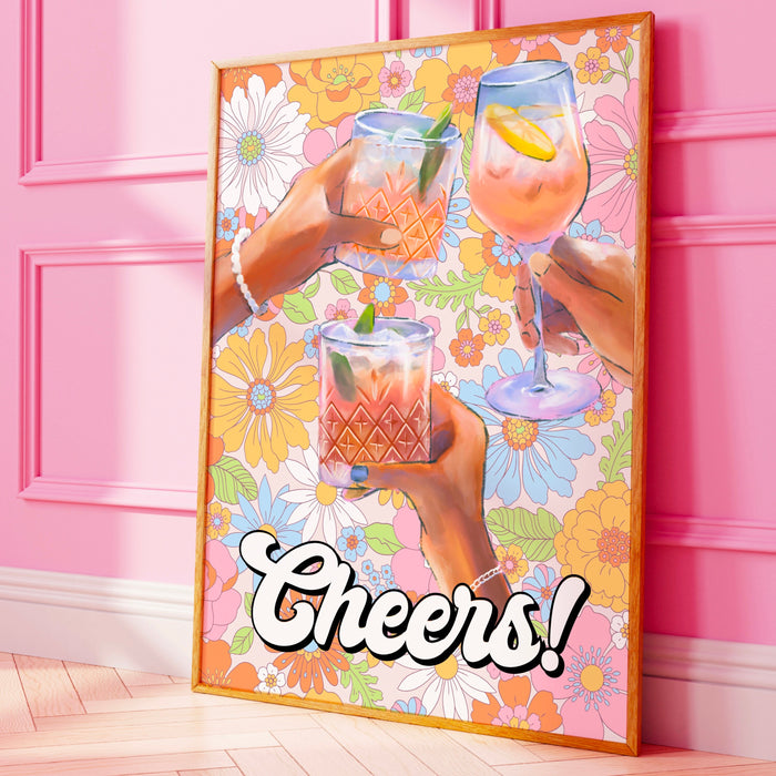 Gallery Wall Art set of 3, Digital Download, Martini Art-Retro Print-Cheers Trendy Art-70s Art Print-Girly-Cocktail Art -Preppy Bar Cart Art