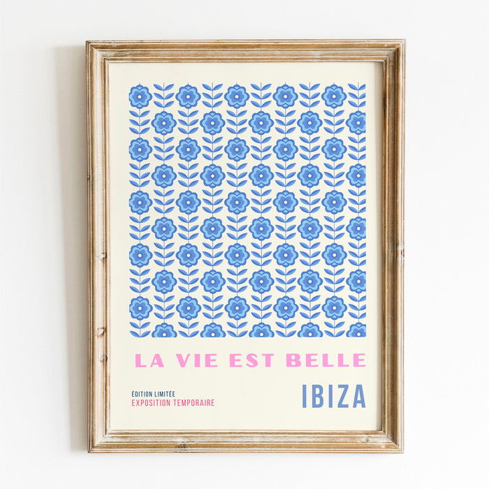 Above Bed Wall Art, Pink Blue Digital Download, Printable set of 6, 70s Style Poster, 60s Flower Print, Orange Pink Decor Dork Room Wall Art