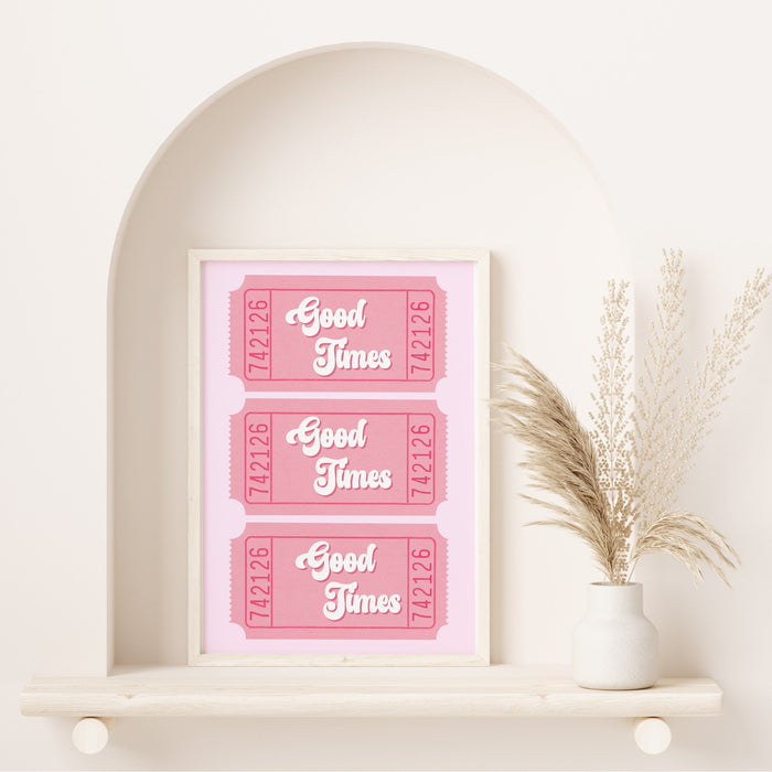 Good Times, Trendy Retro Pink Wall Art , Minimalist Aesthetic Print, Pale Pink Poster, Lucky Pink Print, Funny Art, Downloadable Digital Art