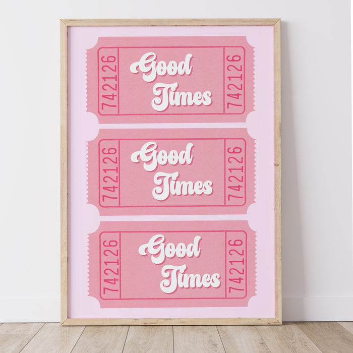 Good Times, Trendy Retro Pink Wall Art , Minimalist Aesthetic Print, Pale Pink Poster, Lucky Pink Print, Funny Art, Downloadable Digital Art