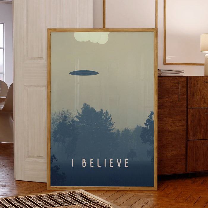 I Believe UFO Poster, Trendy Retro Wall Art Set of 2,  Spaceship Prints, Funny Art, Boys Dorm Wall decor, Boy Gift, Digital Download