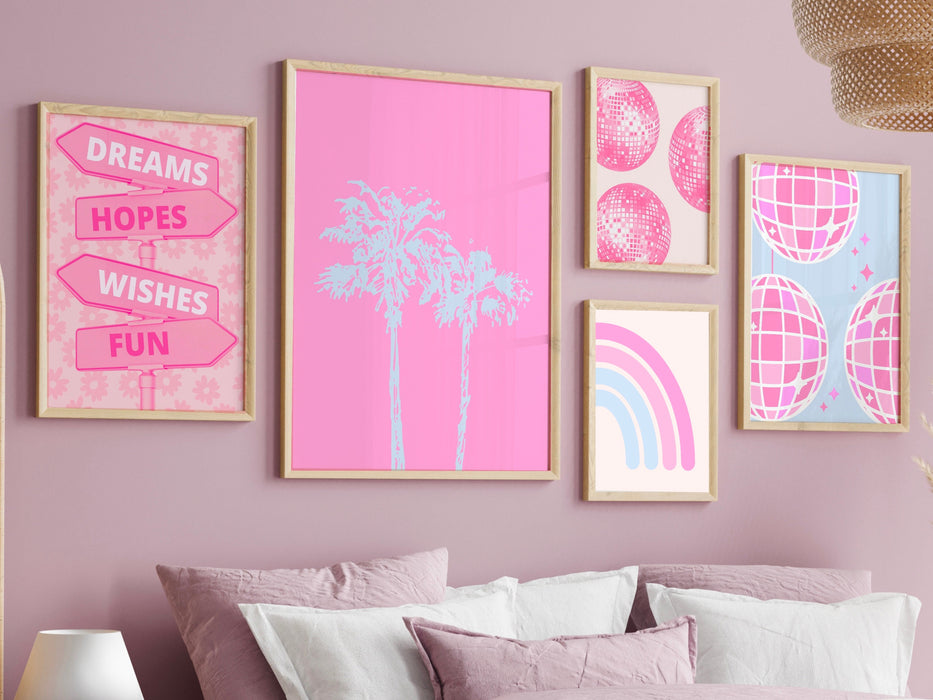 Trendy Retro Wall Art Set of 10,Retro Trendy Aesthetic Print,Lucky You Poster,Pink Print,Trendy Wall Art,Funny Art, Minimalist, Digital Art