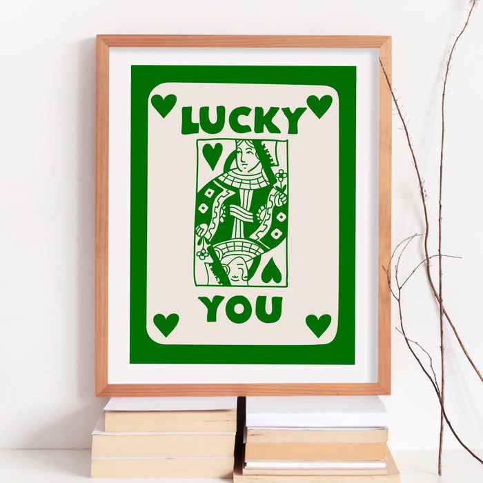Trendy Retro Wall Art Set Of 12, Retro Trendy Minimalist Print Green and Beige Print, Lucky You Poster, Trendy Wall Art, Funny Art, Digital,