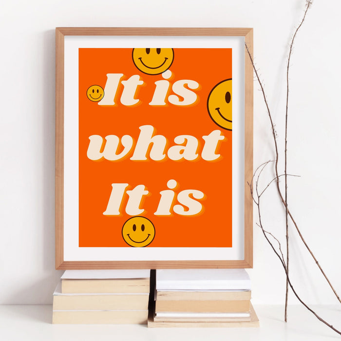 It Is What It Is, Dorm room decor, Trendy Retro Funny roommate sign, College apartment decor, Funny Wall Art, Pink orange digital download