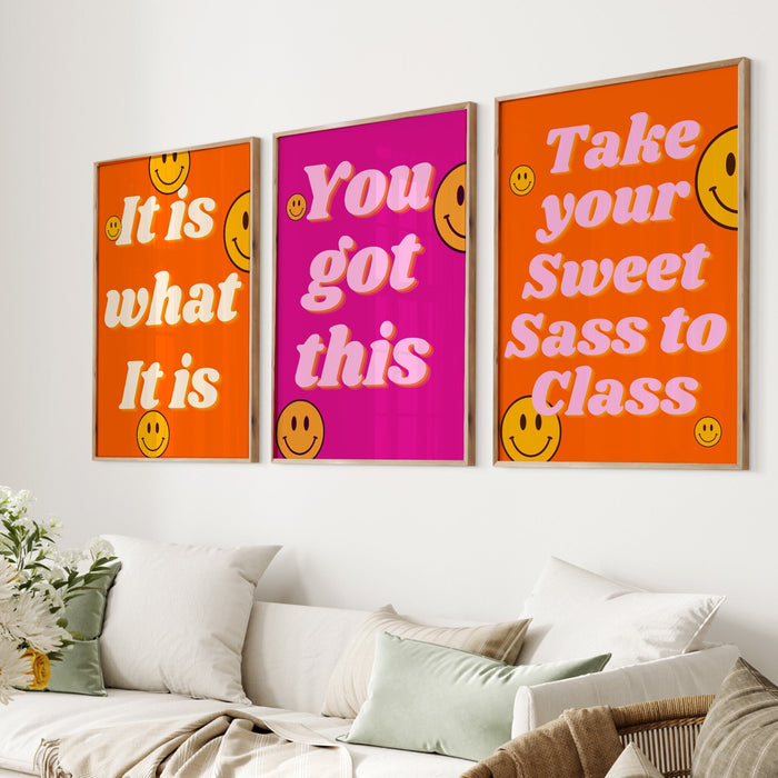 It Is What It Is, Dorm room decor, Trendy Retro Funny roommate sign, College apartment decor, Funny Wall Art, Pink orange digital download