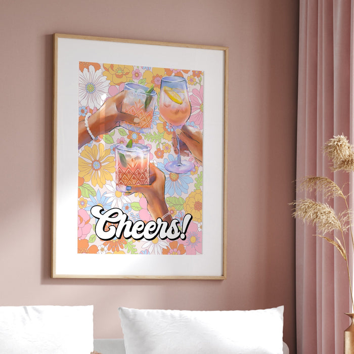 Gallery Wall Art set of 3, Digital Download, Martini Art-Retro Print-Cheers Trendy Art-70s Art Print-Girly-Cocktail Art -Preppy Bar Cart Art