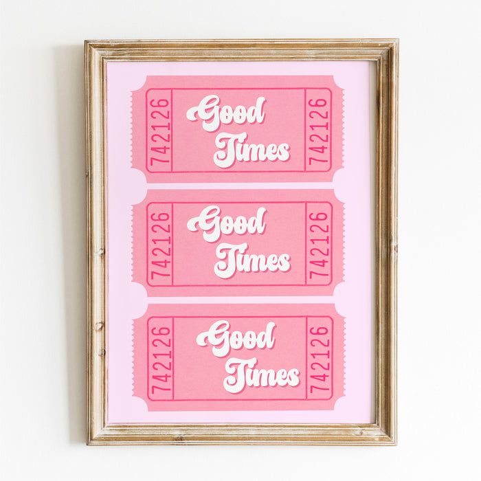 Good Times, Trendy Retro Pink Wall Art , Minimalist Aesthetic Print, Pale Pink Poster, Lucky Pink Print, Funny Art, Downloadable Digital Art