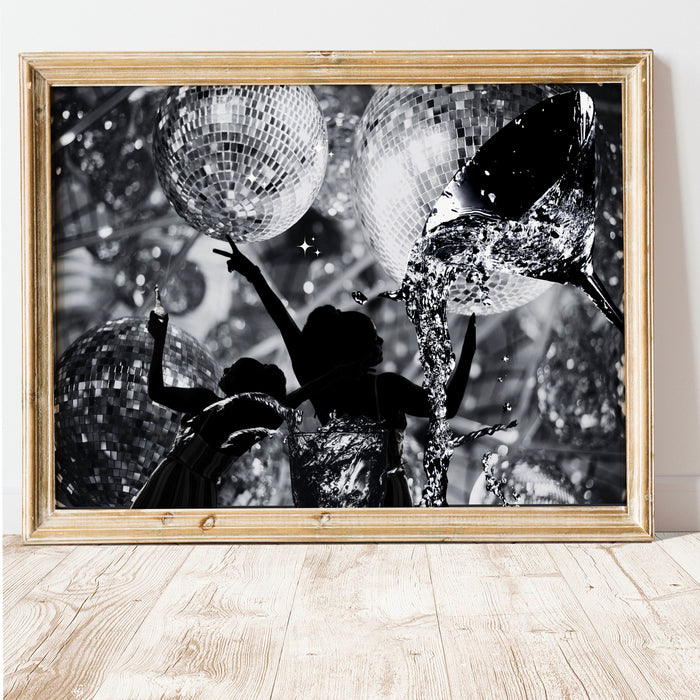 Martini Print, Trendy Bar Cart Retro Wall Art Set of 5, Aesthetic Print, Disco Poster,Black and White Prints, Trendy Wall Art, Digital Art