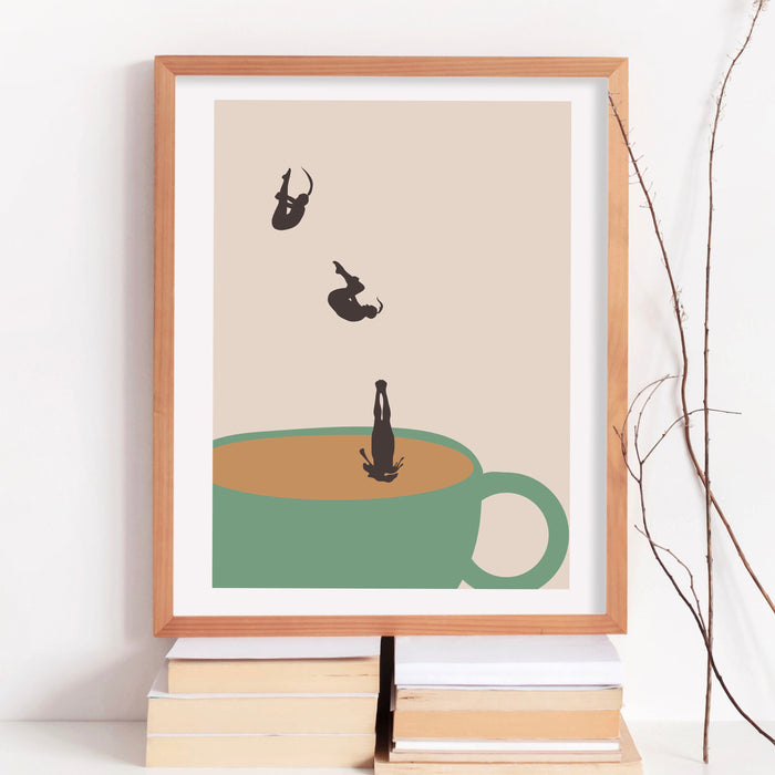 Coffee Print, Drink Poster, Modern Kitchen Decor, Retro Poster, Pop Art, Kitchen Art, Exhibition Poster, Illustration, Coffee Lover