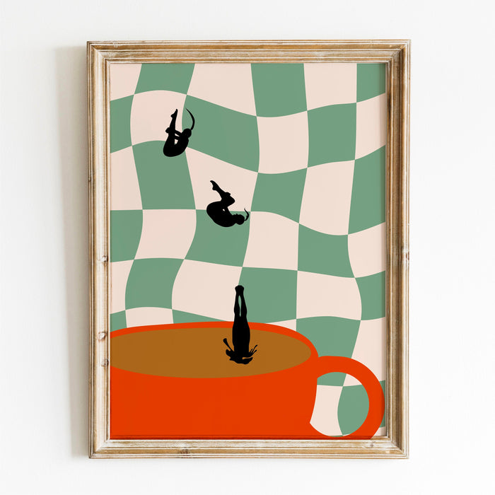 Coffee Print, Drink Poster, Modern Kitchen Decor, Retro Poster, Pop Art, Kitchen Art, Exhibition Poster, Illustration, Coffee Lover