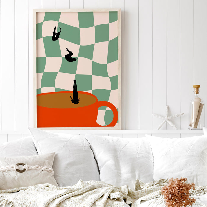 Coffee Print, Drink Poster, Modern Kitchen Decor, Retro Poster, Pop Art, Kitchen Art, Exhibition Poster, Illustration, Coffee Lover