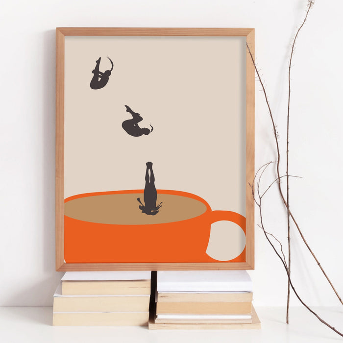 Coffee Print PRINTED, Drink Poster, Modern Kitchen Decor, Retro Poster, Pop Art, Kitchen Art, Exhibition Poster, Illustration, Coffee Lover