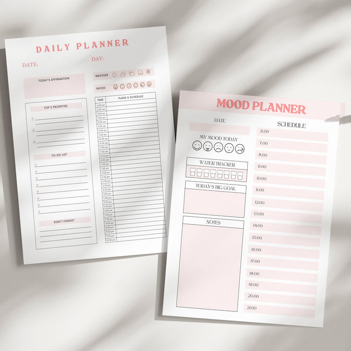 Mood Trackers Bundle - Printable US Letter - A5 - A3 - A4 Journal Pages - Value Pack- Set of 14