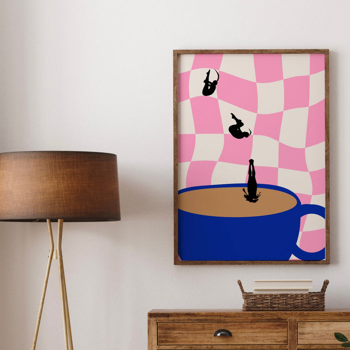 Coffee Print, Drink Poster, Modern Kitchen Decor, Retro Poster, Pop Art, Kitchen Art, Exhibition Poster, Illustration, Coffee Lover