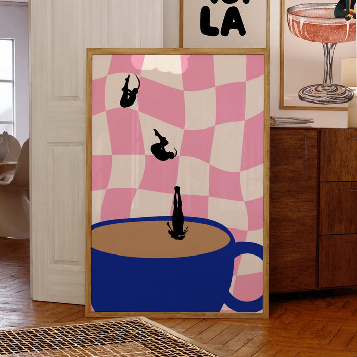 Coffee Print, Drink Poster, Modern Kitchen Decor, Retro Poster, Pop Art, Kitchen Art, Exhibition Poster, Illustration, Coffee Lover