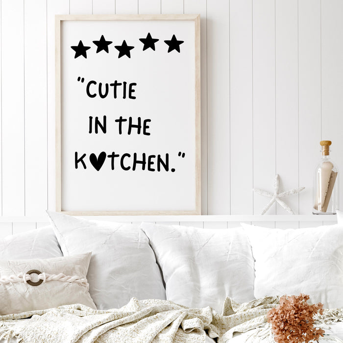 Cutie in the Kitchen Aesthetic Kitchen Wall Decor Trendy Retro Cooking Art Kitchen Wall Art Love Heart Art Print Bar Cart Digital Download