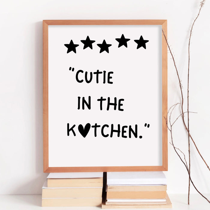 Cutie in the Kitchen Aesthetic Kitchen Wall Decor Trendy Retro Cooking Art Kitchen Wall Art Love Heart Art Print Bar Cart Digital Download