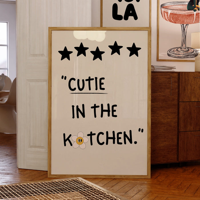 Neutral Aesthetic Kitchen Wall Decor Trendy Retro Cooking Art Kitchen Wall Art Print Minimalist Daisy Digital Download Foodie Gift