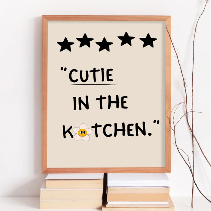 Neutral Aesthetic Kitchen Wall Decor Trendy Retro Cooking Art Kitchen Wall Art Print Minimalist Daisy Digital Download Foodie Gift