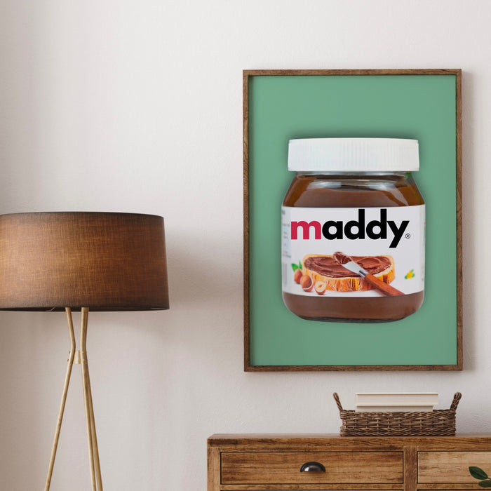 Personalised Chocolate Spread Digital Download, Retro Dorm Wall Art, Custom Wall Print, Nutella Lover Gift, Funny Wall Decor, Dorm Decor
