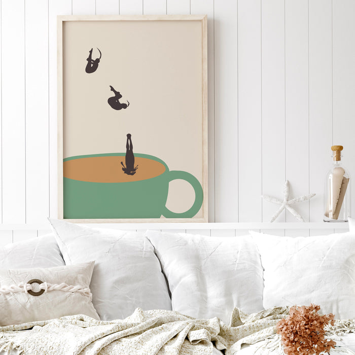 Coffee Print, Drink Poster, Modern Kitchen Decor, Retro Poster, Pop Art, Kitchen Art, Exhibition Poster, Illustration, Coffee Lover