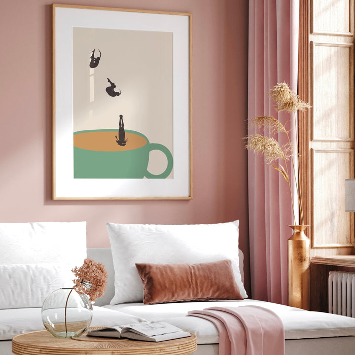 Coffee Print, Drink Poster, Modern Kitchen Decor, Retro Poster, Pop Art, Kitchen Art, Exhibition Poster, Illustration, Coffee Lover