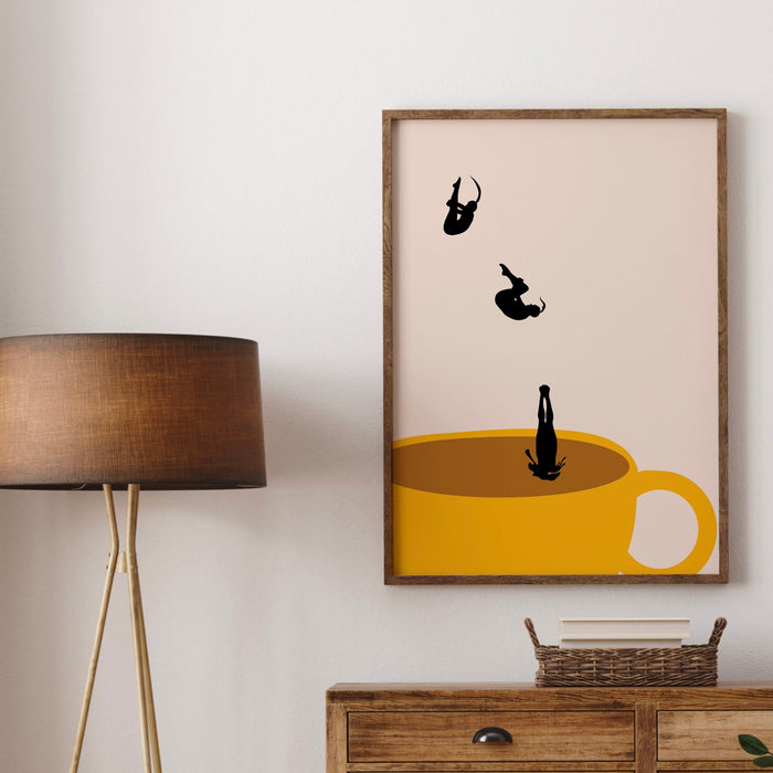 Coffee Print, Drink Poster, Modern Kitchen Decor, Retro Poster, Pop Art, Kitchen Art, Exhibition Poster, Illustration, Coffee Lover