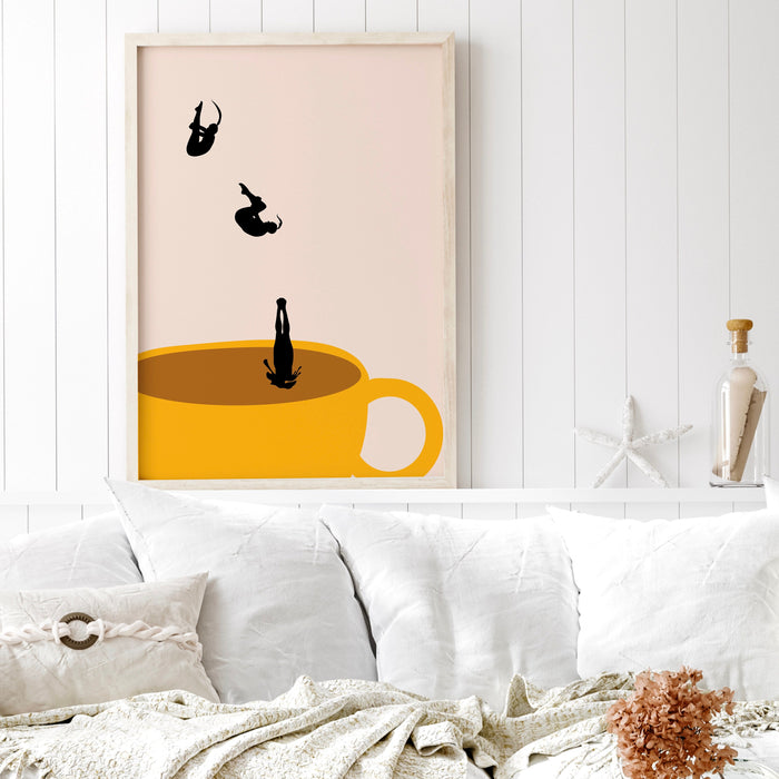 Coffee Print, Drink Poster, Modern Kitchen Decor, Retro Poster, Pop Art, Kitchen Art, Exhibition Poster, Illustration, Coffee Lover