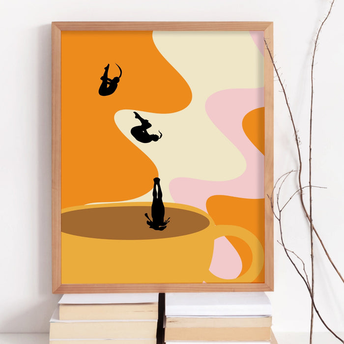 Coffee Print, Drink Poster, Modern Kitchen Decor, Retro Poster, Pop Art, Kitchen Art, Exhibition Poster, Illustration, Coffee Lover