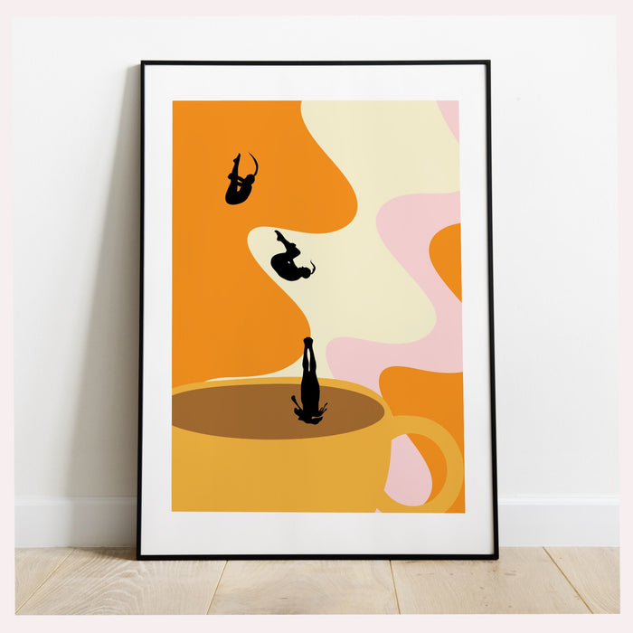 Coffee Print, Drink Poster, Modern Kitchen Decor, Retro Poster, Pop Art, Kitchen Art, Exhibition Poster, Illustration, Coffee Lover
