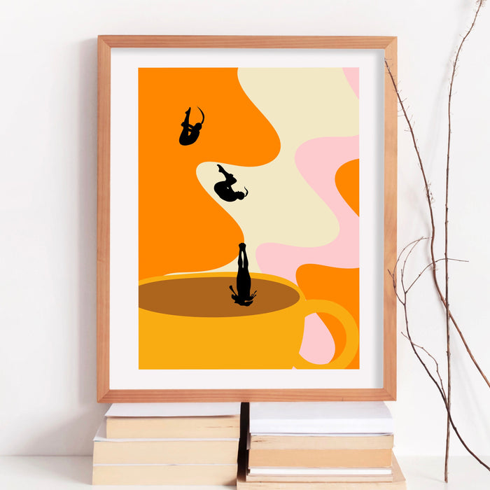 Coffee Print, Drink Poster, Modern Kitchen Decor, Retro Poster, Pop Art, Kitchen Art, Exhibition Poster, Illustration, Coffee Lover