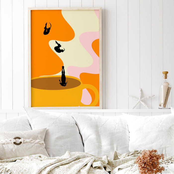 Coffee Print, Drink Poster, Modern Kitchen Decor, Retro Poster, Pop Art, Kitchen Art, Exhibition Poster, Illustration, Coffee Lover