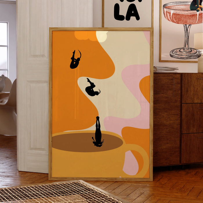 Coffee Print, Drink Poster, Modern Kitchen Decor, Retro Poster, Pop Art, Kitchen Art, Exhibition Poster, Illustration, Coffee Lover