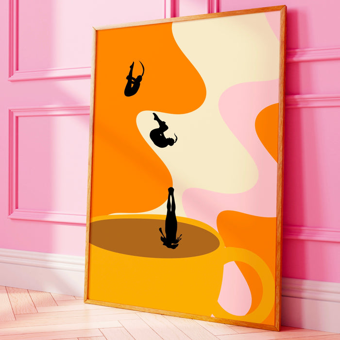 Coffee Print, Drink Poster, Modern Kitchen Decor, Retro Poster, Pop Art, Kitchen Art, Exhibition Poster, Illustration, Coffee Lover