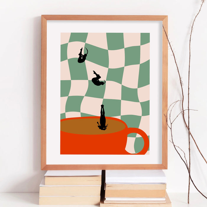 Coffee Print, Drink Poster, Modern Kitchen Decor, Retro Poster, Pop Art, Kitchen Art, Exhibition Poster, Illustration, Coffee Lover