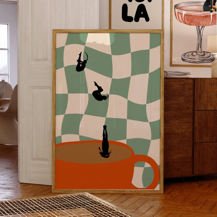 Coffee Print, Drink Poster, Modern Kitchen Decor, Retro Poster, Pop Art, Kitchen Art, Exhibition Poster, Illustration, Coffee Lover