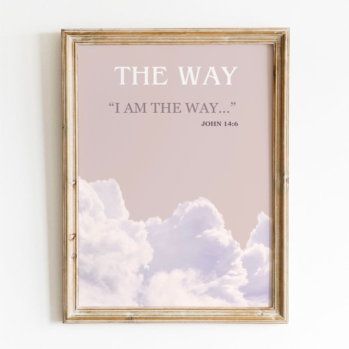 Jesus Posters Set of 3 Prints, Christian Poster Bible Art Print Gift God Art, The Way The Truth The Life Wall Art, Clouds, Digital Downloads
