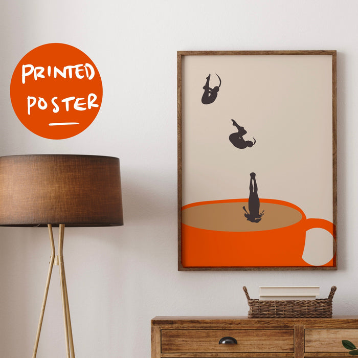 Coffee Print PRINTED, Drink Poster, Modern Kitchen Decor, Retro Poster, Pop Art, Kitchen Art, Exhibition Poster, Illustration, Coffee Lover