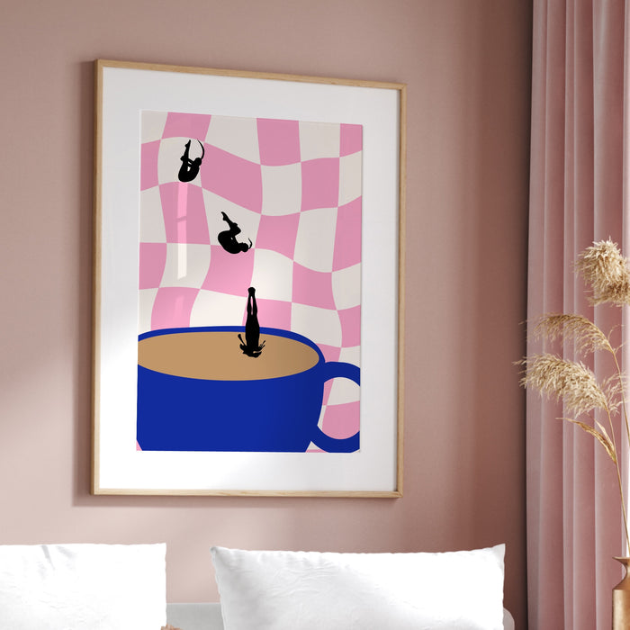 Coffee Print, Drink Poster, Modern Kitchen Decor, Retro Poster, Pop Art, Kitchen Art, Exhibition Poster, Illustration, Coffee Lover
