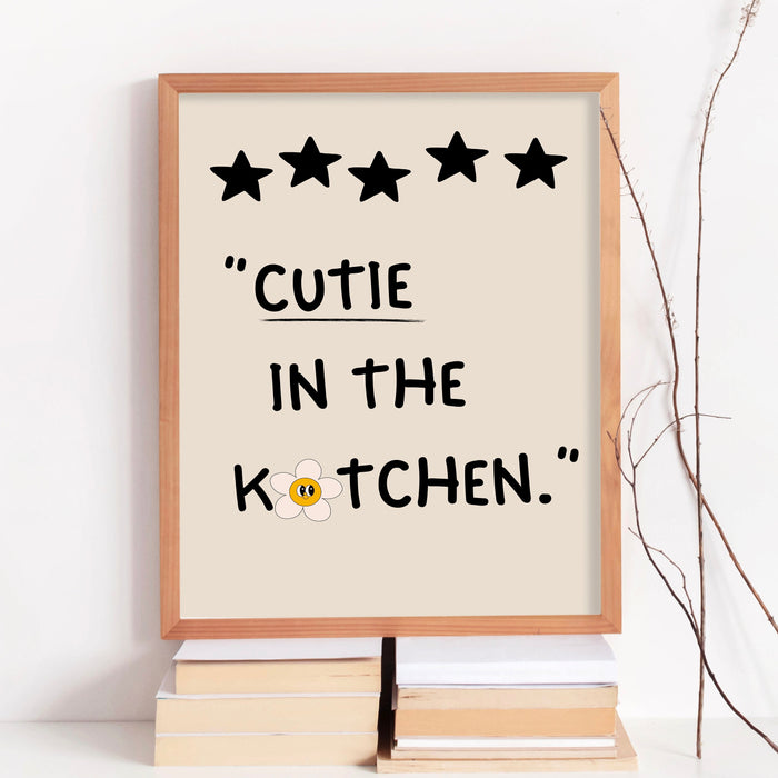 Neutral Aesthetic Kitchen Wall Decor Trendy Retro Cooking Art Kitchen Wall Art Print Minimalist Daisy Digital Download Foodie Gift