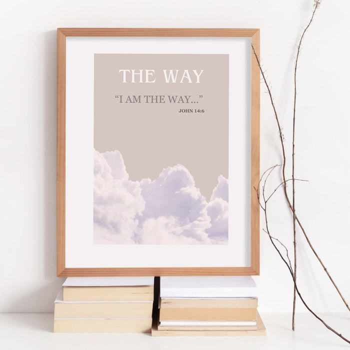 Jesus Posters Set of 3 Prints, Christian Poster Bible Art Print Gift God Art, The Way The Truth The Life Wall Art, Clouds, Digital Downloads