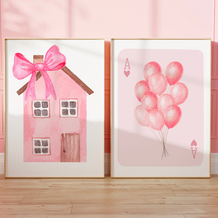 Bow Wall Art Pink Art Print Trendy Art Set of 9 Prints Coquette Aesthetic Poster Ribbon Print Neutral Wall Art Preppy Dorm Decor Digital Art