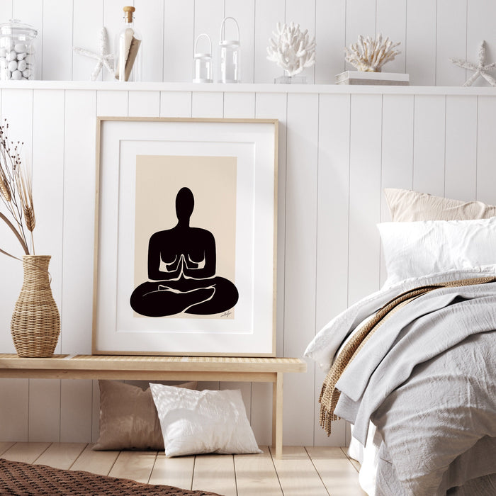 Yoga Print, Black Beige Wall decor, Yoga Poses Art, Meditation Wall Hanging, Chakra Yoga Asanas Spiritual Decor, Yoga Gifts, Yogi Gift