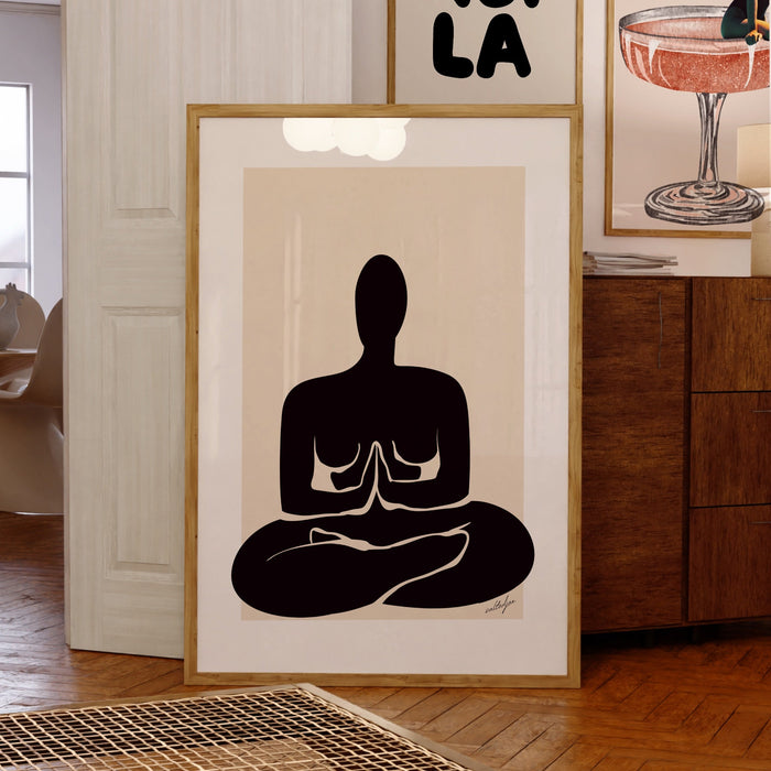 Yoga Print, Black Beige Wall decor, Yoga Poses Art, Meditation Wall Hanging, Chakra Yoga Asanas Spiritual Decor, Yoga Gifts, Yogi Gift