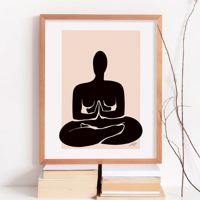Yoga Print, Black Beige Wall decor, Yoga Poses Art, Meditation Wall Hanging, Chakra Yoga Asanas Spiritual Decor, Yoga Gifts, Yogi Gift