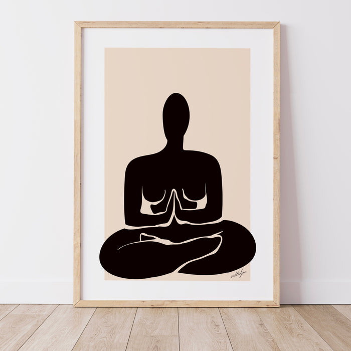 Yoga Print, Black Beige Wall decor, Yoga Poses Art, Meditation Wall Hanging, Chakra Yoga Asanas Spiritual Decor, Yoga Gifts, Yogi Gift